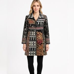 DOR DOR Vintage Tapestry Coat Patchwork 90's LARGE Safari Tribal Floral Size XL